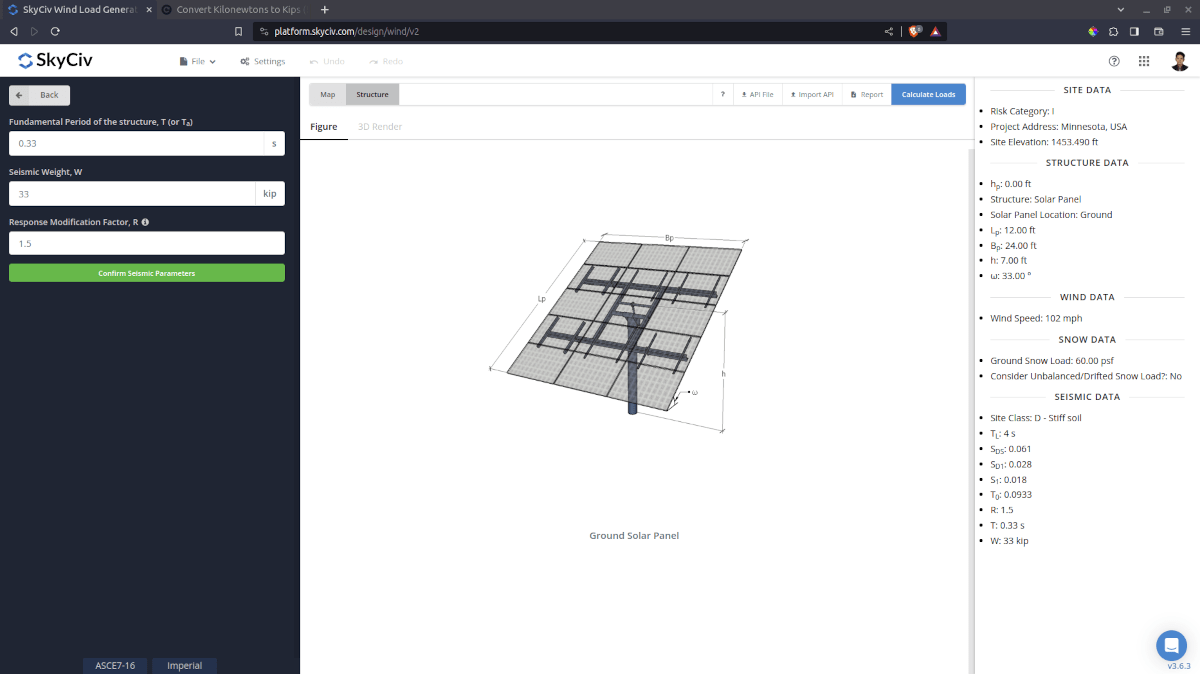 Seismic Load Parameters for ground solar panels