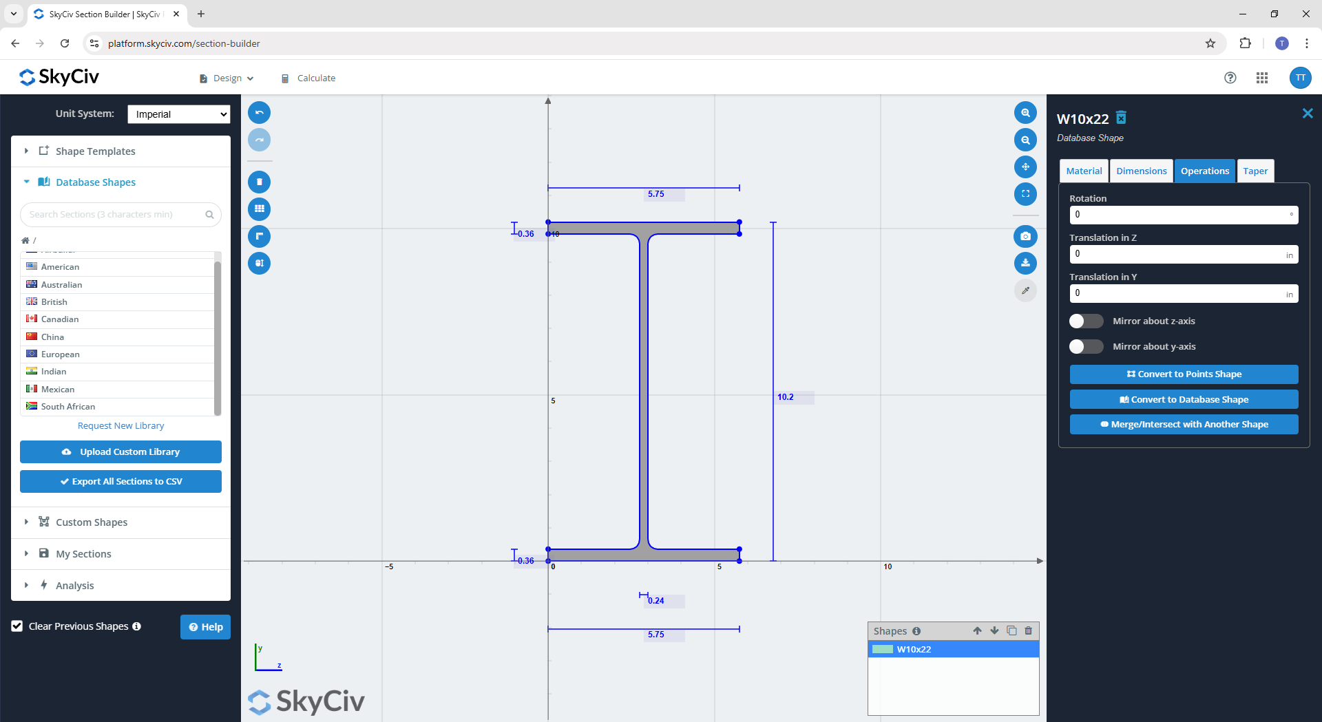 SkyCiv Section Builder