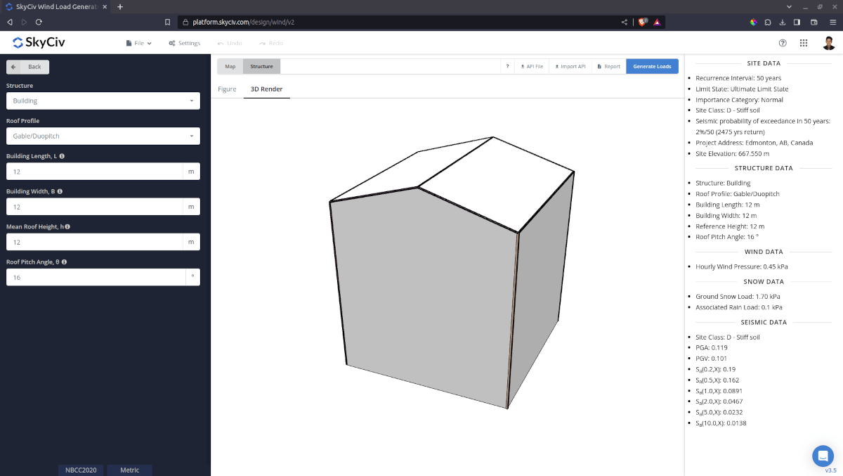SkyCiv Load Generator Structure Data