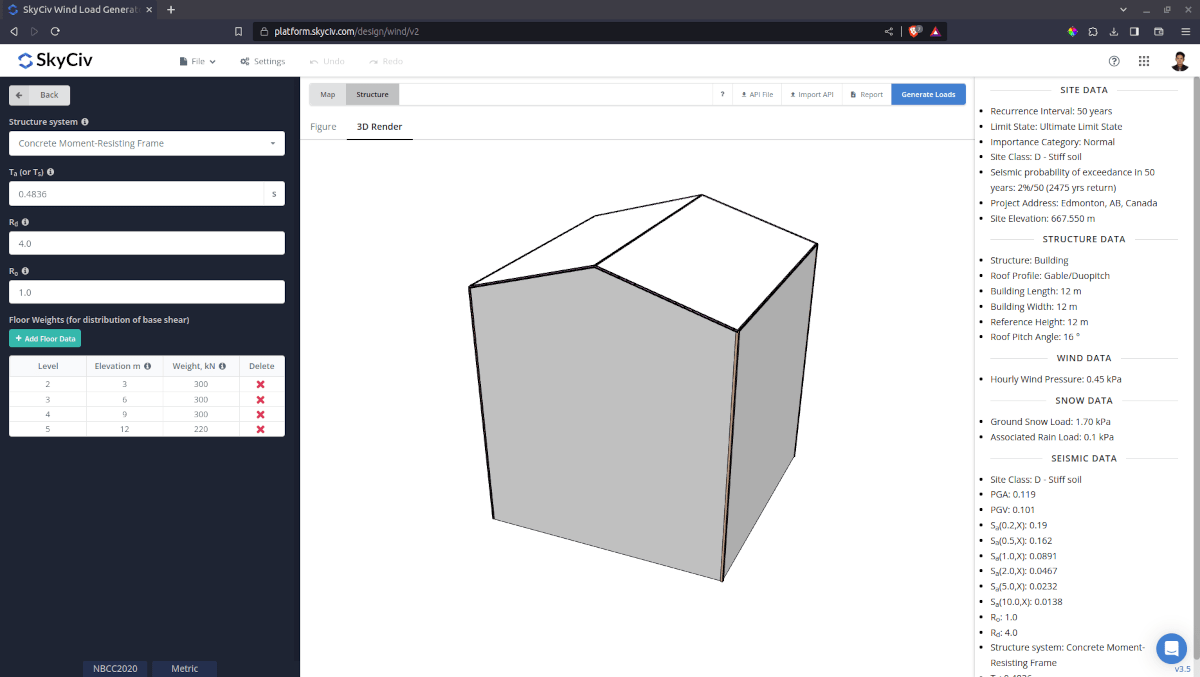 NBCC 2020 Seismic Load Parameters