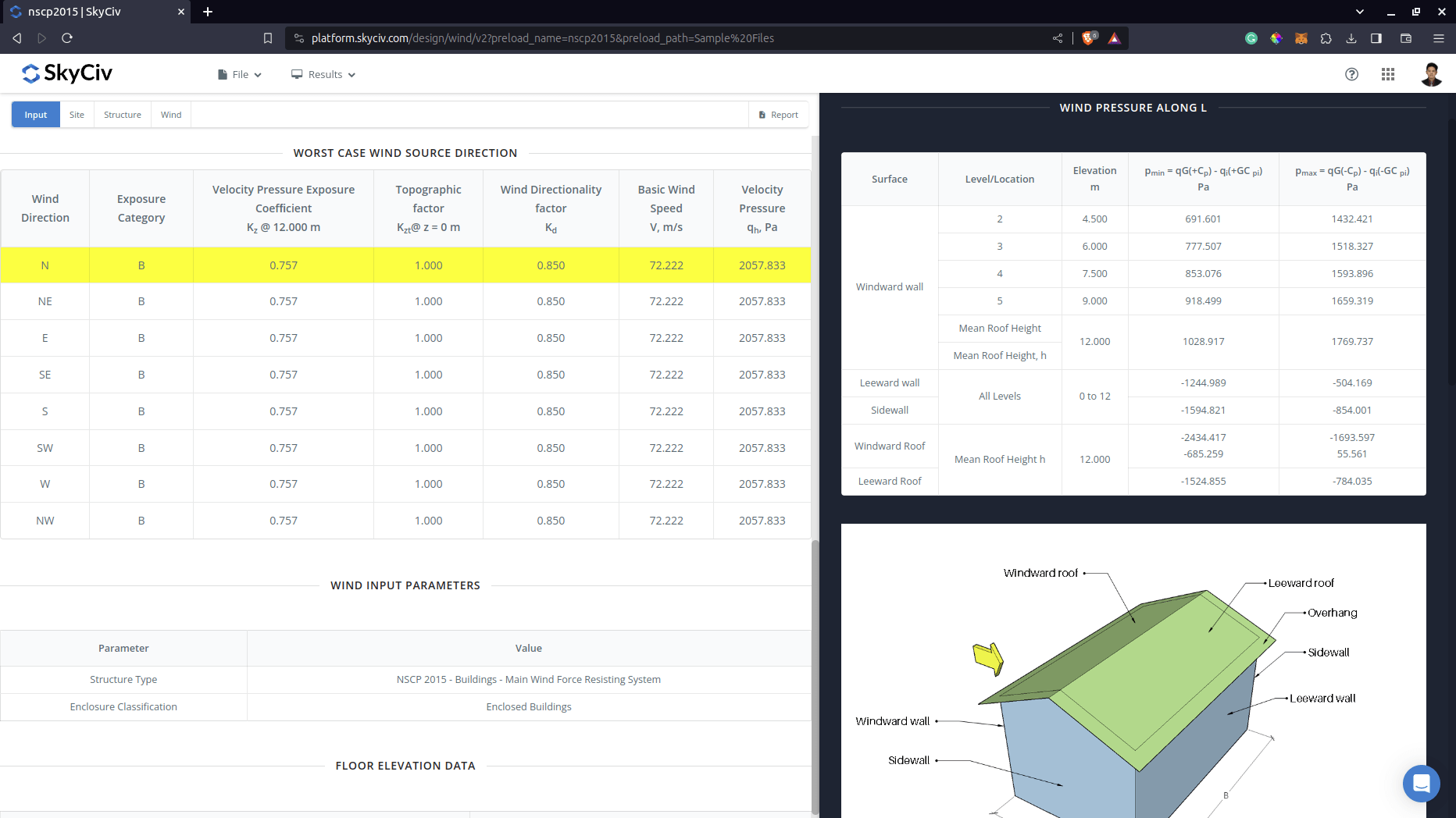 Wind Load Results for MWFRS