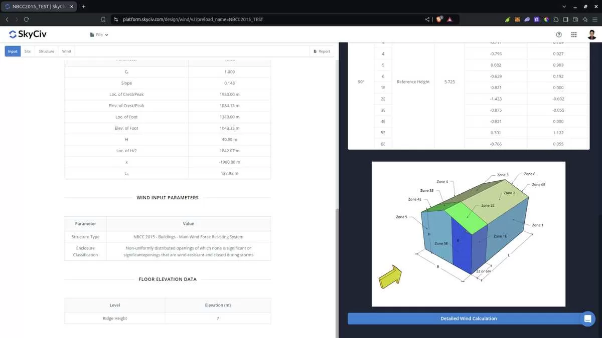 NBCC 2015 Components and Cladding Results in SkyCiv Load Generator