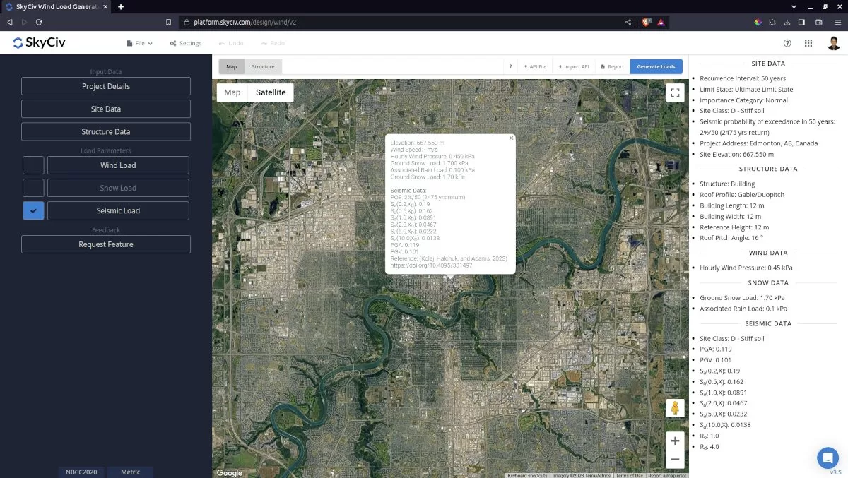 SkyCiv Load Generator Seismic Load