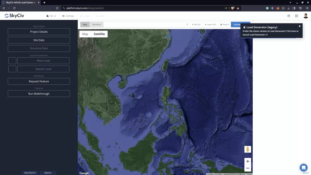 SkyCiv Load Generator UI