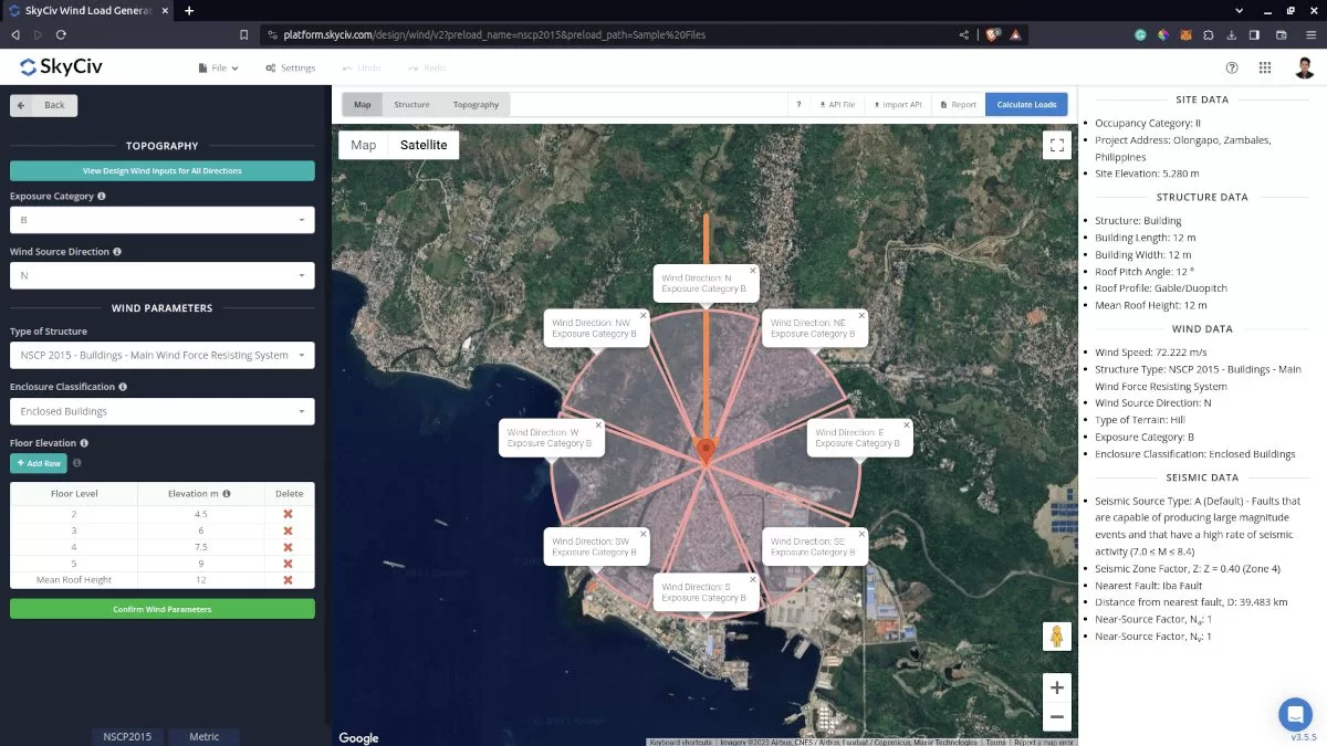  Wind Input Data for all Directions